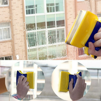 Магнітна щітка для миття вікон із двох сторін Magnetic Double side Cleaner 40мм зі страхувальним шнуром жовто-синя, Блакитний