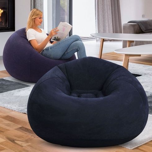 Надувне крісло-пуф Inflatable Sofa / Надувне крісло-мішок 110&times;110&times;85 см Темно-синій