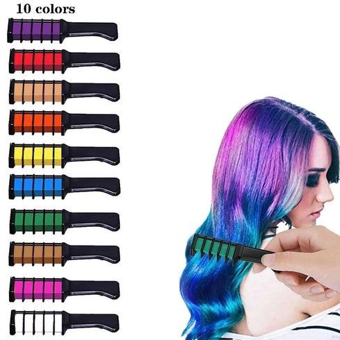 Набір крейди для волосся 10 шт Hair chalk Різнокольорові барвники гребінець для дітей та дорослих