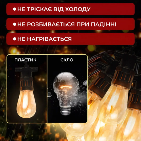 Светодиодная гирлянда 10  метров, 25 LED, статический  режим, питание от сети 220В