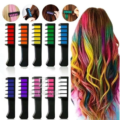 Набір крейди для волосся 10 шт Hair chalk Різнокольорові барвники гребінець для дітей та дорослих