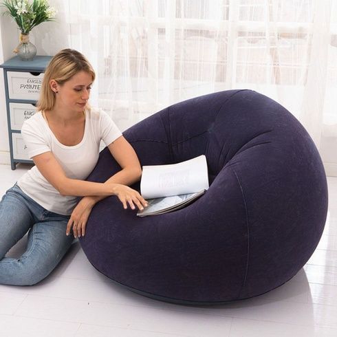 Надувне крісло-пуф Inflatable Sofa / Надувне крісло-мішок 110&times;110&times;85 см Темно-синій
