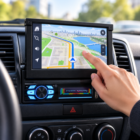 Автомагнитола 7150G GPS 1DIN / Магнитола с Bluetooth и выездным экраном 7" / Автомагнитола сенсорная+2 пульта