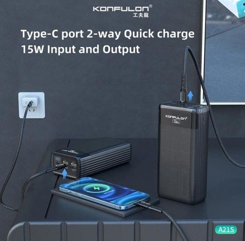 Портативний зарядний пристрій Konfulon A21S Power Bank 40000mah