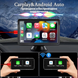Бездротовий автомобільний екран CarPlay / Портативний автомобільний відеоплеєр, сумісний з Apple CarPlay та Android Auto, 7-дюймовий сенсорний IPS-екран для автомобільної стереосистеми з GPS-навігацією, Mirror Link, Bluetooth, FM