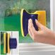 Магнитная щетка для мытья окон с двух сторон Magnetic Double side Cleaner 40мм со страховочным шнуром желто-синяя, Голубой