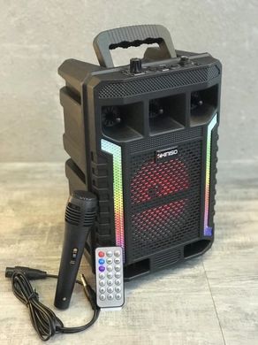 Портативна колонка Kimiso QS-627 з мікрофоном та світломузикою, Черный