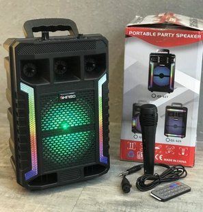Портативная колонка Kimiso QS-627 с микрофоном и светомузыкой, Черный