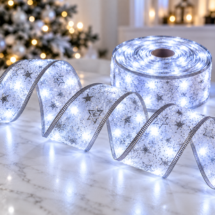 Светодиодная елочная гирлянда в виде ленты 50 Led 5 метров Холодный белый / Новогодний декор / Christmas Decoration