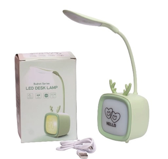 Аккумуляторная настольная лампа USB Hello NO-05, Зеленый /Детский настольный светильник-ночник на аккумуляторе