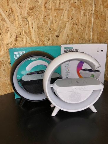 Умный светильник/ Ночник c беспроводной зарядкой для телефона/Bluetooth-колонка черная