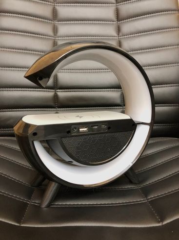 Умный светильник/ Ночник c беспроводной зарядкой для телефона/Bluetooth-колонка черная