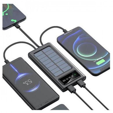 Мобільна зарядка Power Bank на сонячній батареї UKC 10000 mAh Solar, Блакитний