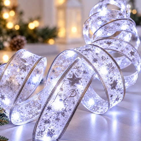 Світлодіодна ялинкова гірлянда у вигляді стрічки 50 Led 5 метрів Холодний білий / Новорічний декор / Christmas Decoration