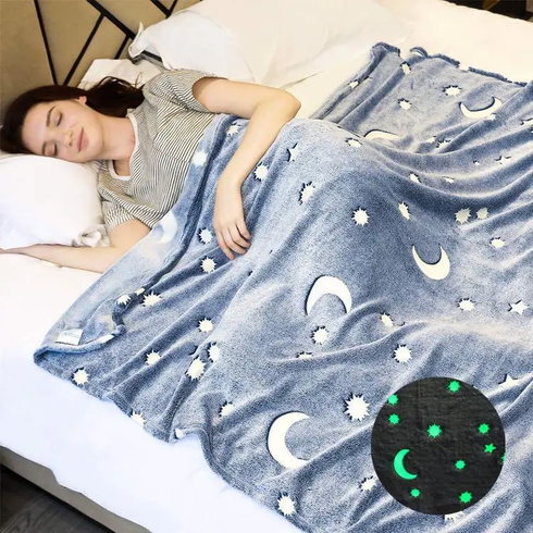 Дитячий плед-покривало Magic Blanket, що світиться в темряві 150 см * 200 см Синій