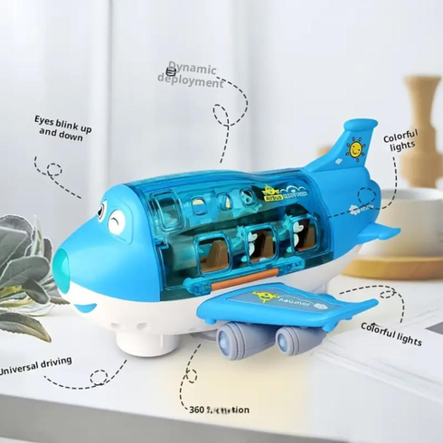 Іграшковий музичний літак з пасажирами, рухається, обертається 360 Airliner Light Music 8811-16
