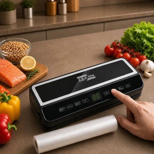 Вакуумний пакувальник 200Вт із сенсорним дисплеєм / Вакууматор для продуктів Zepline ZP-00374