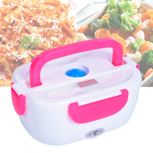 Ланчбокс с подогревом еды 12V Electric lunch box / Ланч-бокс от прикуривателя Розовый