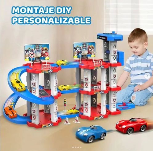 Іграшковий трек паркування Childrens Rail Car MH2004 Щенячий патруль 75 деталей 3 машинки
