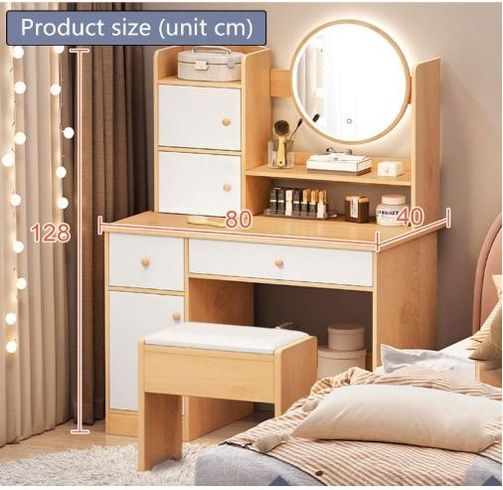 Стол макияжный с LED зеркалом STL-MD 74 (Г40/Ш80/В127, КОРИЧНЕВО-БЕЛЫЙ)