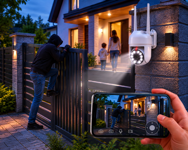 Поворотная погодозащитная IP WiFi камера HX-A1536C / Поворотная уличная камера видеонаблюдения / WiFi камера с датчиком движения