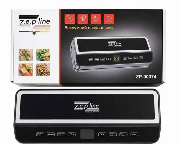 Вакуумний пакувальник 200Вт із сенсорним дисплеєм / Вакууматор для продуктів Zepline ZP-00374