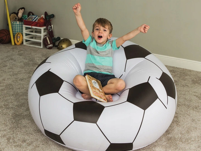 Надувне крісло-пуф Inflatable Sofa / Надувне крісло-мішок 110&times;110&times;85 см Чорно-білий