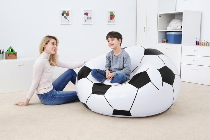 Надувне крісло-пуф Inflatable Sofa / Надувне крісло-мішок 110&times;110&times;85 см Чорно-білий