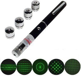 Лазерная указка с LED насадкой LASER GREEN 5IN1