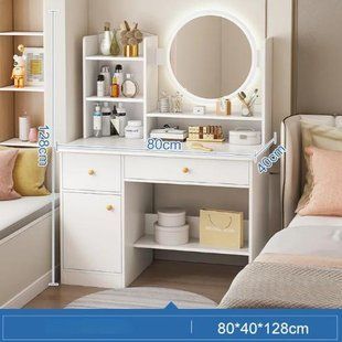 Стіл макіяж з LED дзеркалом STL-MD 73 (Г40/Ш80/В127, БІЛИЙ)