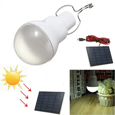 Лампа світлодіодна акумуляторна VHG CL-028 із сонячною панеллю 10Вт 5600K 6В Led Solar Emergency Bulb(8423), Білий