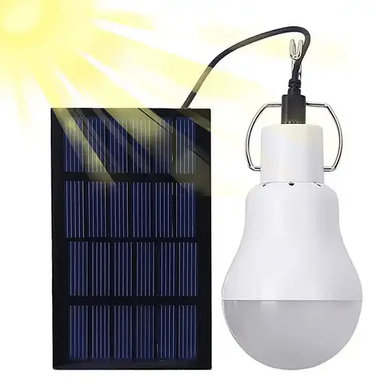 Лампа світлодіодна акумуляторна VHG CL-028 із сонячною панеллю 10Вт 5600K 6В Led Solar Emergency Bulb(8423), Білий