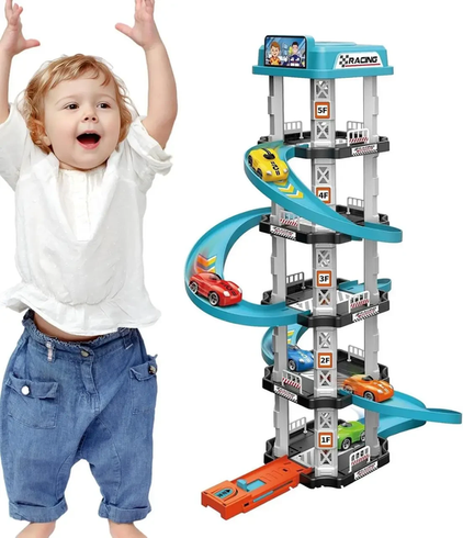 Игрушечный трек парковка Childrens Rail Car MH2004 Щенячий патруль 105 деталей 3 машинки