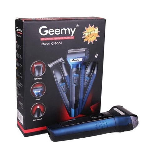 Чоловічий набір Geemy GM-566 3 в 1 для догляду за волоссям, бородою, триммер для носа, бритва