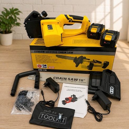 Аккумуляторная цепная пила Electric SAW 16 дюймов + 2 аккумулятора мощная электропила ND-16