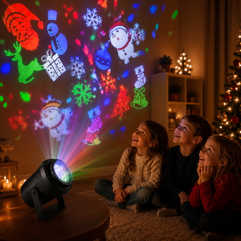 Детский LED проектор Projection Lamp с 16 рисунками / Мультиколорный проектор с 3D / LED прожектор детский