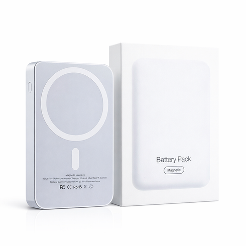 Магнітний павербанк 10000mAh MagSafe / Power Bank Type-C / Повербанк магнітний бездротовий 22,5W, Білий