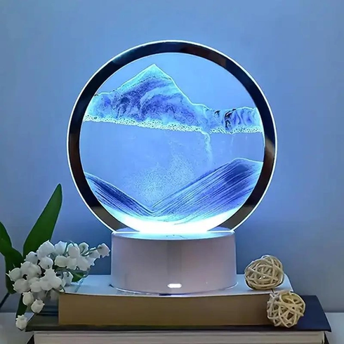 Настольная LED лампа ночник RGB Песочные часы 3D Sandscape. Картина Подвижный песок