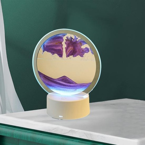 Настольная LED лампа ночник RGB Песочные часы 3D Sandscape. Картина Подвижный песок