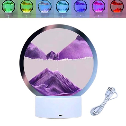 Настільна LED лампа нічник RGB Пісочний годинник 3D Sandscape. Картина Рухомий пісок