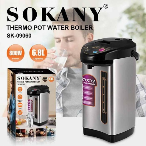 Термопот електричний чайник термос Sokany SK-09060 на 6,8 л 800 Вт