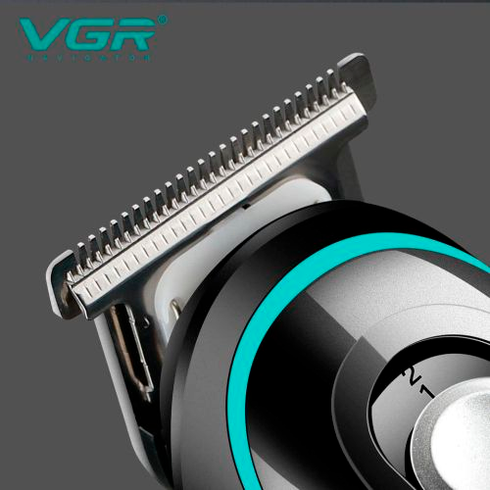 Тример акумуляторний, машинка для стрижки VGR V-055 з регулятором висоти, 4 насадки