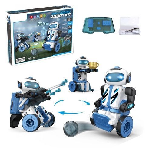 Конструктор Робот Kit 3в1 Футболист/Снайпер/Вратарь / Робот-игрушка Footballer/Sharpshooter/Gripper, 220 деталей Белый