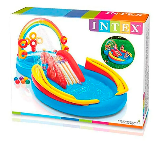 Надувной Игровой центр бассейн Intex 57453 Радуга 297 х 193 х 135см, 428л