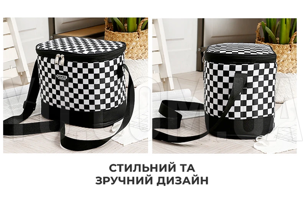 Термосумка для транспортування холодних та гарячих продуктів, напоїв GP 4338 сумка-холодильник 14 л, Чёрно - белый