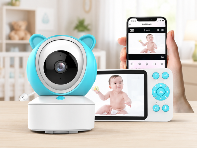 Відеоняня C8 WiFi з екраном 5 дюймів / Відеоняня управління зі смартфона, датчик звуку, руху, нічне бачення