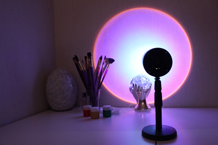 Sunset Lamp проекционный светильник заката, рассвета, USB led Lamp , свет радужный, фиолетово-бирюзовый