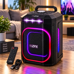 Портативная акустическая система ZPX ZX8823 8" Bluetooth 5.0 TWS / Колонка с LED-подсветкой 250 Вт 3600mAh