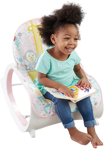 Дитяче крісло-гойдалка Fisher Price / Дитячий шезлонг з музичною підвіскою та регульованою спинкою
