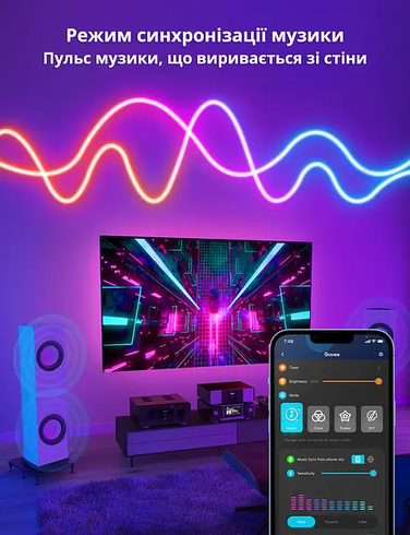 Умная гибкая LED Neon RGB лента-шланг 3 метров от USB управление режимами с телефона,Bluetooth приложение,пульт